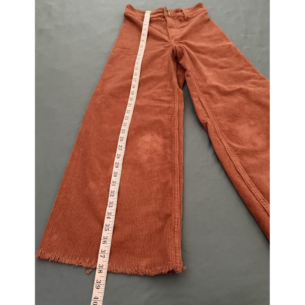Billabong Corduroy Pants Women's 24 Orange High Waisted Wide Leg Boho Raw Hem - Picture 5 of 10